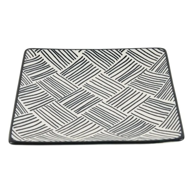 Tapas bord Sevilla - zwarte streepjes - 15x15 cm