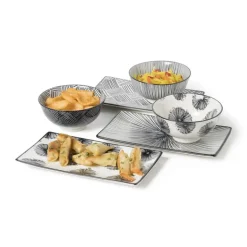 Tapas rijstschaaltje Sevilla - zwarte lijnen - ø11.5x5.8 cm