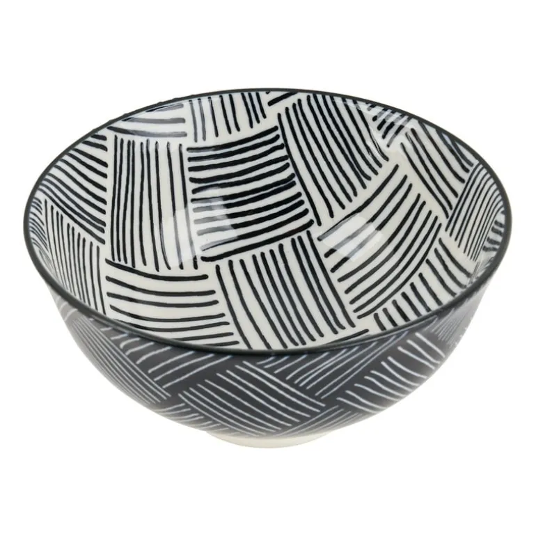 Tapas rijstschaaltje Sevilla - zwarte streepjes - ø11.5x5.8 cm