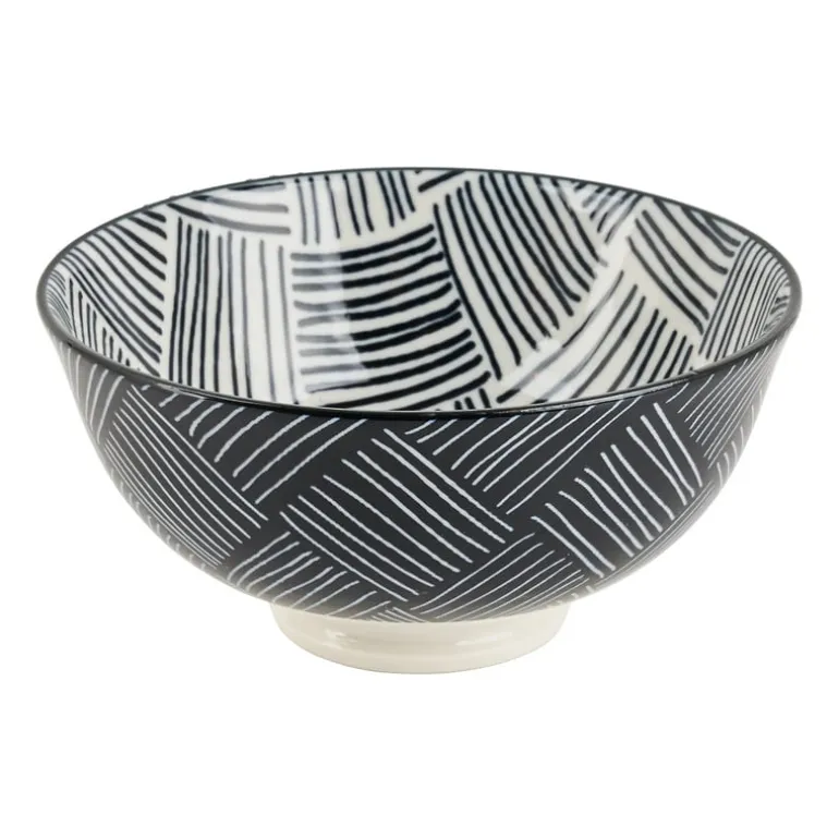 Tapas rijstschaaltje Sevilla - zwarte streepjes - ø11.5x5.8 cm