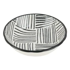 Tapas sausschaaltje Sevilla - zwarte streepjes - ø9x2.5 cm