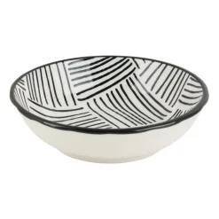 Tapas sausschaaltje Sevilla - zwarte streepjes - ø9x2.5 cm