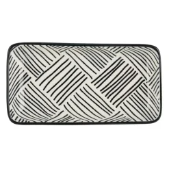 Tapas schaaltje Sevilla rechthoekig - zwarte streepjes - 12.5x6x5 cm