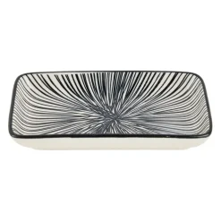 Tapas schaaltje Sevilla rechthoekig - zwarte lijnen - 12.5x6x5 cm