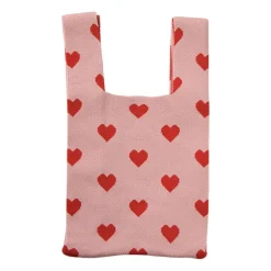 Tas hartjes - roze/rood - 20x34cm