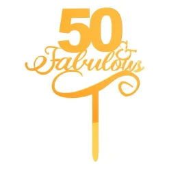 Tasty Me cake topper - 50 & fabulous - goud