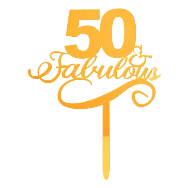 Tasty Me cake topper - 50 & fabulous - goud