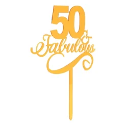 Tasty Me cake topper - 50 & fabulous - goud