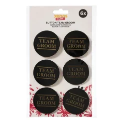 Team groom buttons - zwart/goudkleurig - set van 6