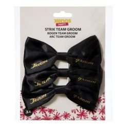 Team groom strik - zwart/goudkleurig - set van 3