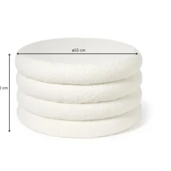 Teddy poef gelaagd xl - wit - ø55x32 cm