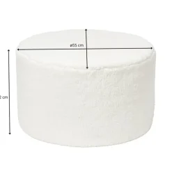 Teddy poef rond - wit - ø55x32 cm