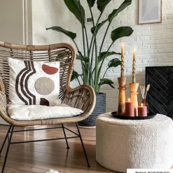 Teddy poef rond - wit - ø55x32 cm