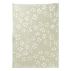 Theedoek bloemen - groen/wit - 50x70 cm