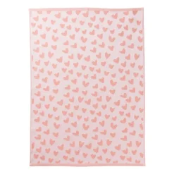 Theedoek hartjes - lila/koraal - 50x70 cm