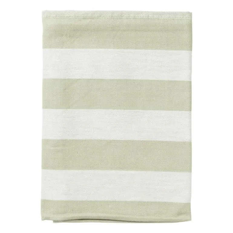 Theedoek strepen - groen/wit - 50x70 cm