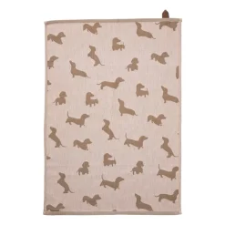 Theedoek teckels - roze/bruin - 50x70 cm