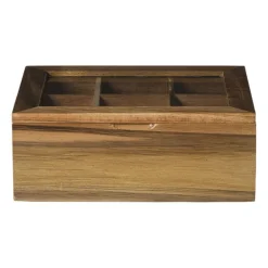 Theedoos acacia - bruin - 6 vakken