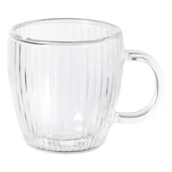 Theeglas dubbelwandig ribbel - ø7.5x8 cm - glas