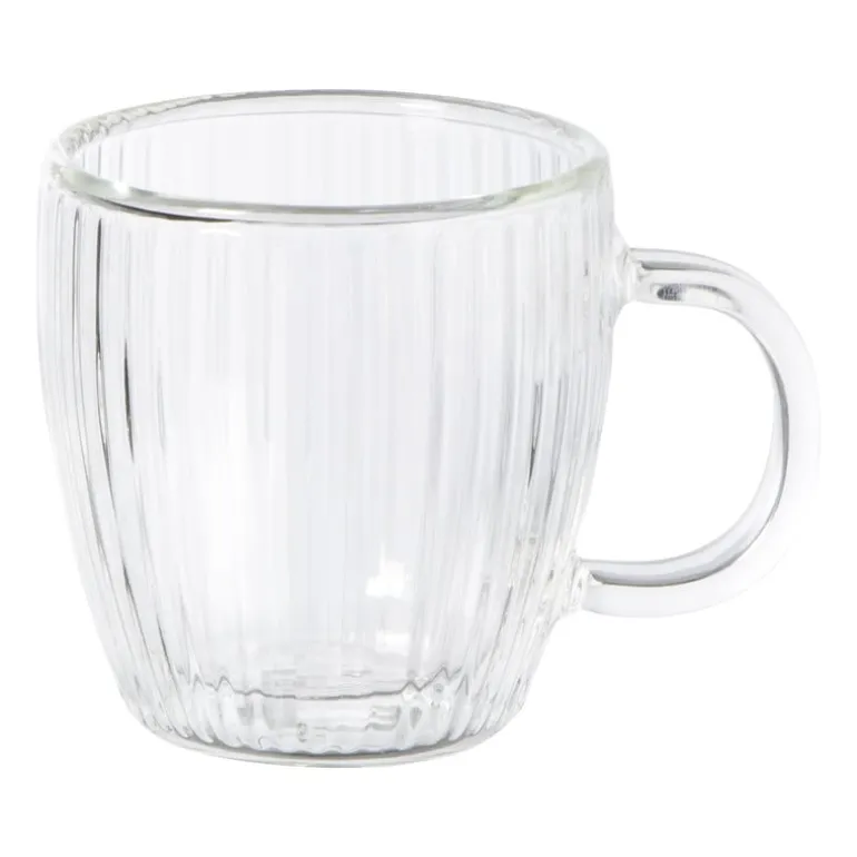 Theeglas dubbelwandig ribbel - ø7.5x8 cm - glas