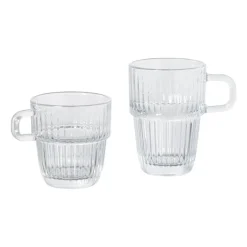 Theeglas ribbel met oor hoog - 315 ml