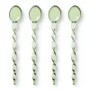 Theelepels groen - glas - set van 4