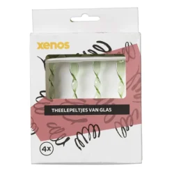 Theelepels groen - glas - set van 4