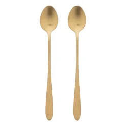 Theelepels lang - goudkleurig - set van 2