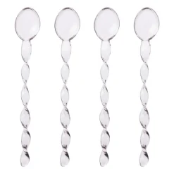 Theelepels roze - glas - set van 4