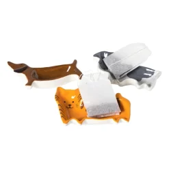 Theezakjeshouder hond frenchie - wit/grijs - 2.3x8 cm