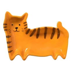 Theezakjeshouder kat - oranje/bruin - 2.3x8 cm