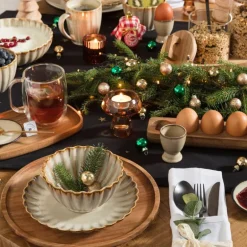 Theezakjeshouder Roots - beige - ø10x1.5 cm