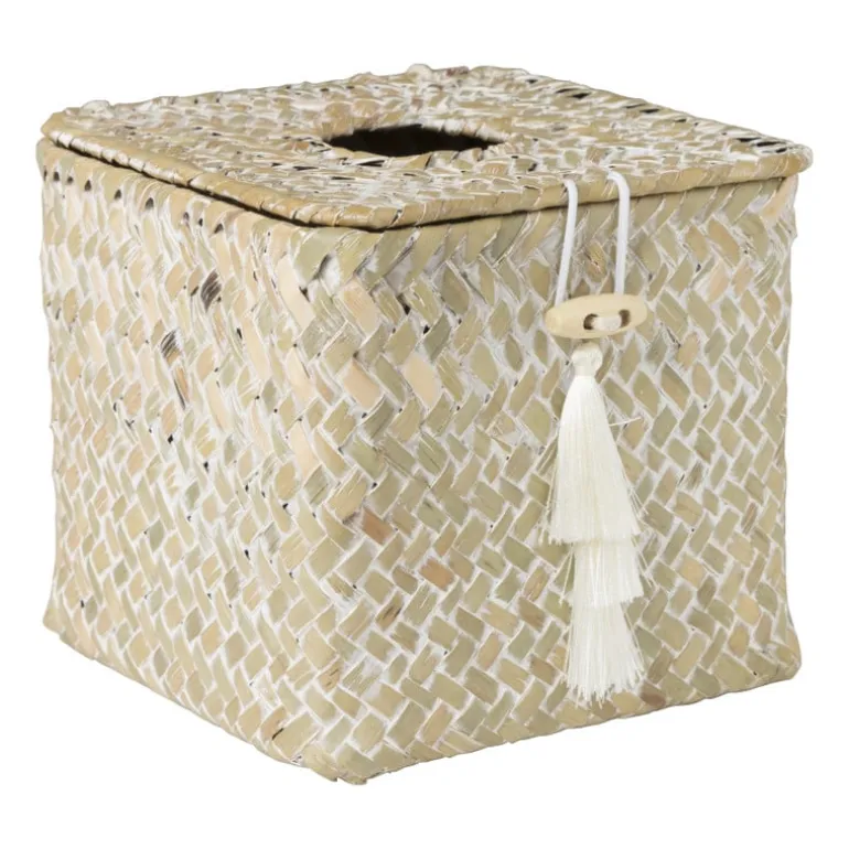 Tissuebox zeegras - naturel - 13x14x14 cm