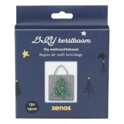 Touwfiguren kerstboom - hout/touw - 12x12 cm