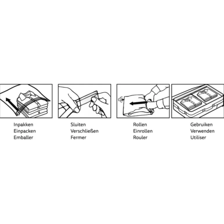 Travel compression bags - transparant - set van 3