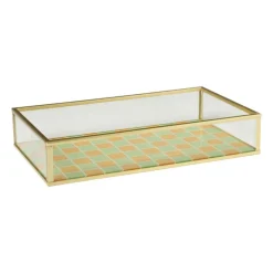 Tray goud met blokjes groot - goud/oranje/groen