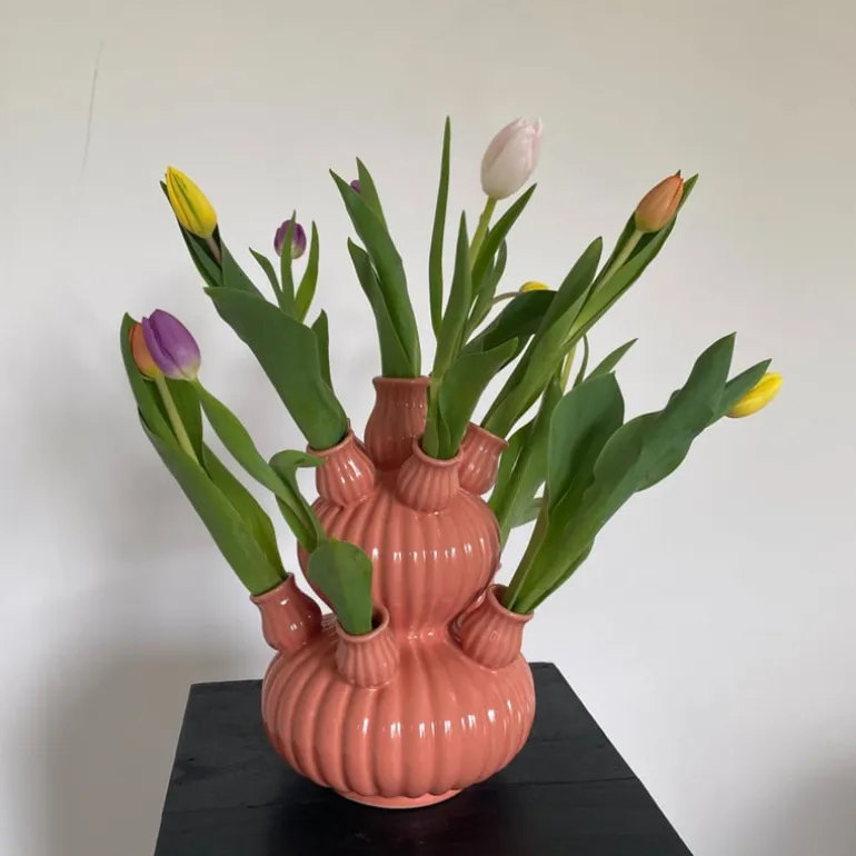 Tulpenvaas groot - roze - ø21.5x29.5 cm