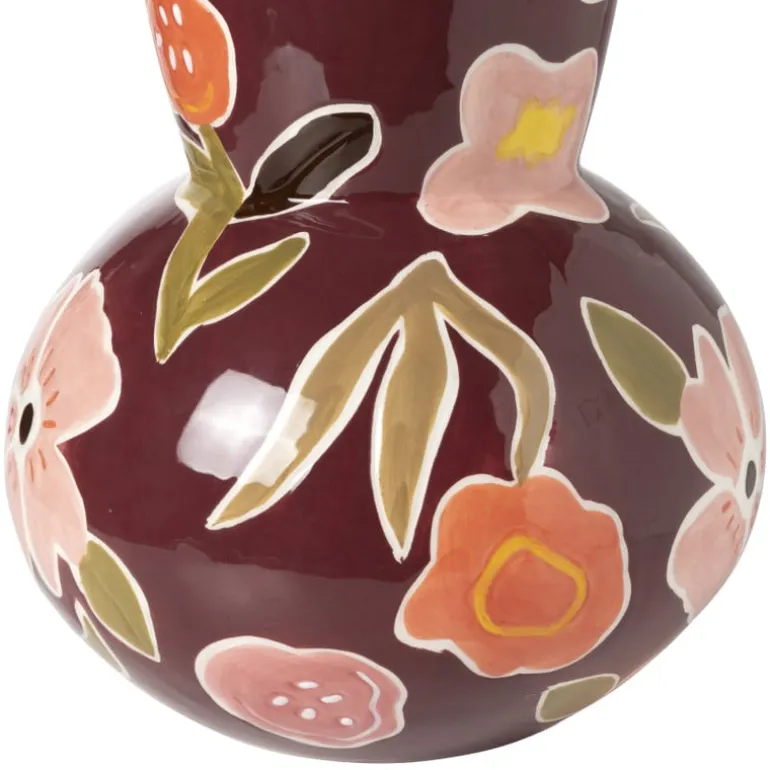 Vaas bloemen - rood - ø20x28 cm