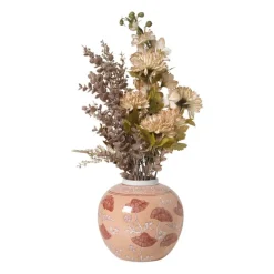 Vaas bloemen - roze - ø18.5x20 cm