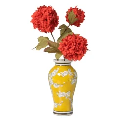 Vaas bloemenprint groot - geel - ø9x17.5 cm