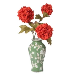 Vaas bloemenprint groot - groen - ø9x17.5 cm