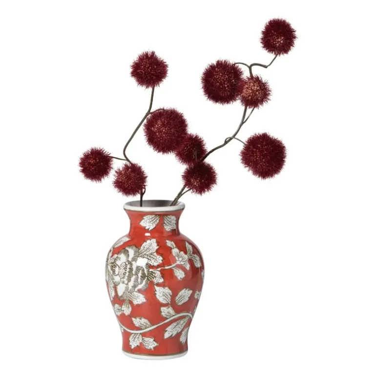 Vaas bloemenprint middel - rood - ø9.5x15 cm