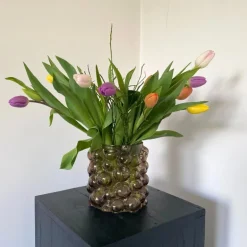 Vaas bubbels - grijs - ø17x15 cm