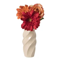 Vaas gedraaid - beige - ø8.4x17.5 cm