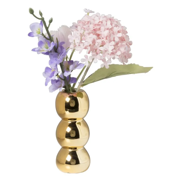 Vaas geribbeld - goud - ø12.5x5 cm