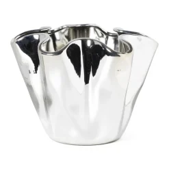 Vaas golf - zilverkleurig - 24x22x17.7 cm