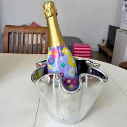 Vaas golf - zilverkleurig - 24x22x17.7 cm