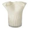 Vaas golf met ribbel - beige - ø19.5x19 cm