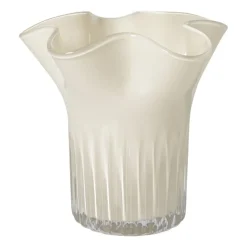 Vaas golf met ribbel - beige - ø19.5x19 cm