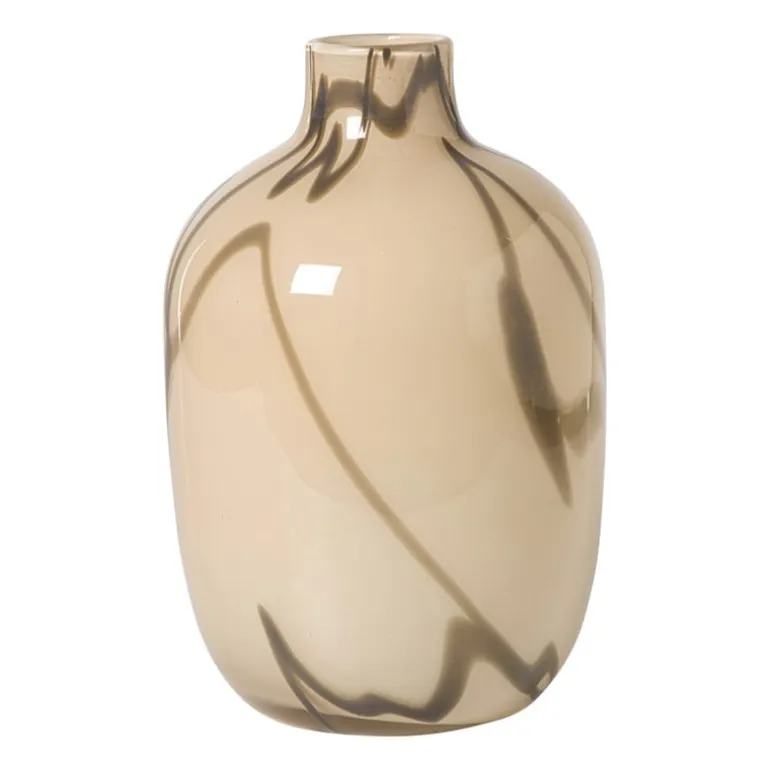 Vaas met lijnen - beige/bruin - ø16.5x26 cm